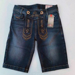 Lilo Denim Bermuda Lederhosen Shorts